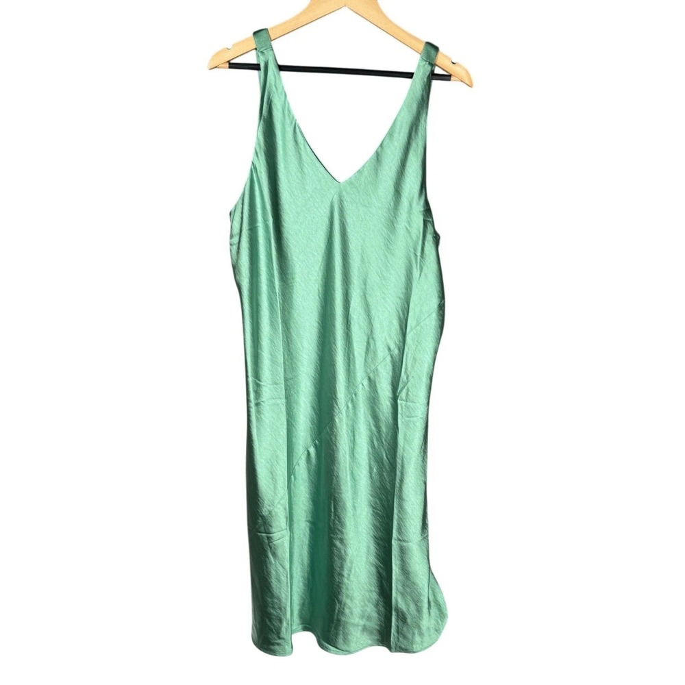 Wildfang The Empower Adjustable Satin Slip Dress In Mint Green Women's Large EEE